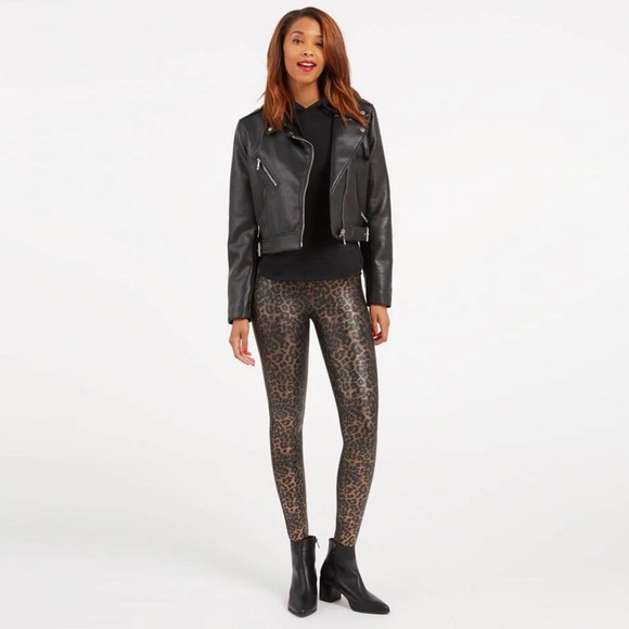 NWT - SPANX - Faux Leather Leopard Leggings in Leopard Shine - Picture 1 of 13